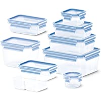 Emsa Clip&amp-Close - Set de 9 Herméticos de Plástico Rectangular de 0.15- 0.25- 2x0.55-0.55- 1- 1.10- 2.30 L - higiénico…